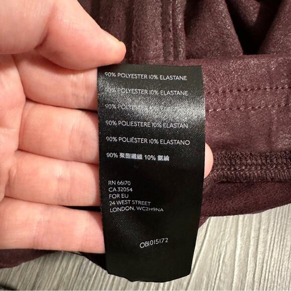 Free People Midnight Burgundy Faux Suede High Rise Ankle Leggings Size‎ S - Picture 8 of 13